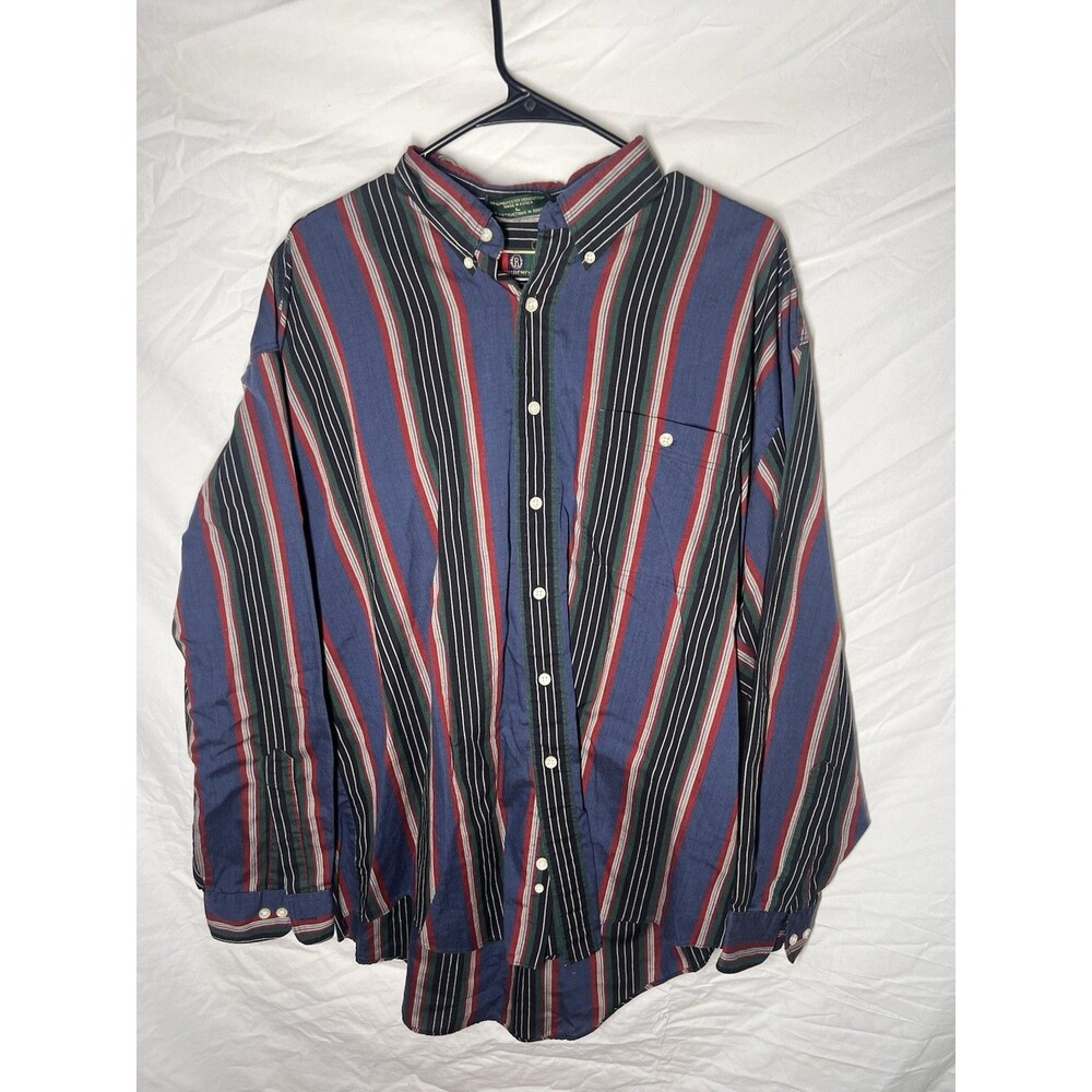 VINTAGE REQUIREMENTS Made In Korea Vertical Striped Button Up Shirt Size XL